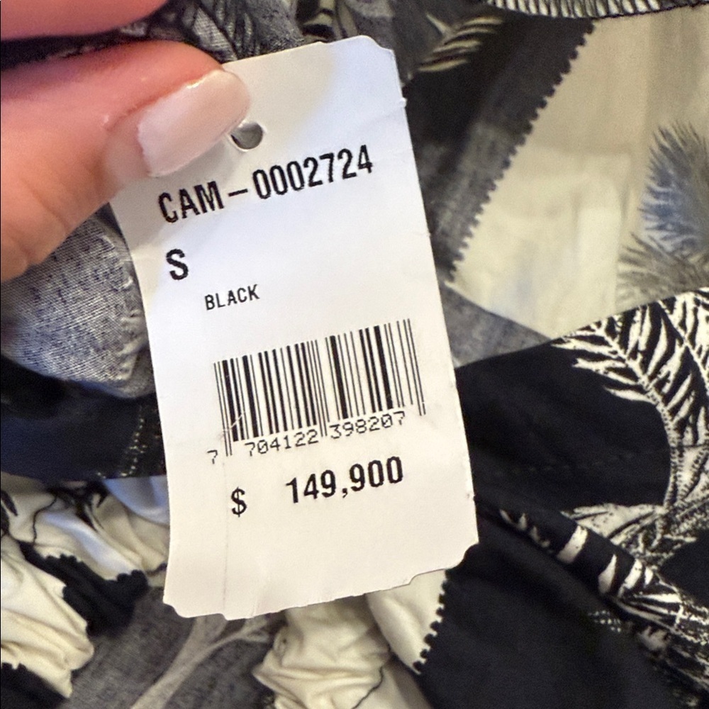 Women’s Floral Black and White Blouse with Puff Sleeves and tie front S - Picture 5 of 6